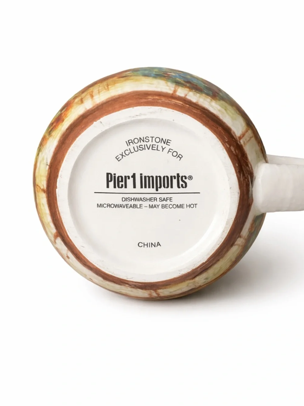 Pier 1 Imports Hand Painted Ironstone Mug Set Colorful Floral Coffee Cups